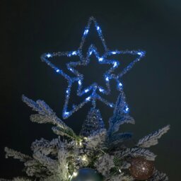 Rackhams 28cm Battery Powered Silver Christmas Star Tree Topper with Blue Multi-Action LEDs - thumbnail 2