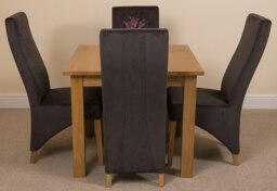 Rackhams Oslo 90 x 90cm Small Square Oak Dining Set with Lola Fabric Chairs - 1 - 4 chairs - Black - thumbnail 2