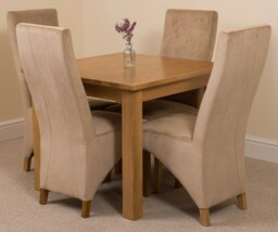 Rackhams Oslo 90 x 90cm Small Square Oak Dining Set with Lola Fabric Chairs - 1 - 4 chairs - Black - thumbnail 3