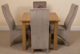 Rackhams Oslo 90 x 90cm Small Square Oak Dining Set with Lola Fabric Chairs - 1 - 4 chairs - Black - thumbnail 6