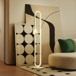Rackhams Dimmable LED Floor Lamp with Glass Night Light, Foot Switch, White - White - Yes - Metal, plastic, glass - thumbnail 2