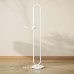 Rackhams Dimmable LED Floor Lamp with Glass Night Light, Foot Switch, White - White - Yes - Metal, plastic, glass - thumbnail 5