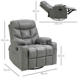Rackhams Thick Padded Faux Leather Recliner Armchair - Light Grey - thumbnail 3