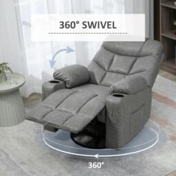 Rackhams Thick Padded Faux Leather Recliner Armchair - Light Grey - thumbnail 5