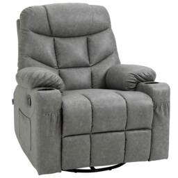 Rackhams Thick Padded Faux Leather Recliner Armchair - Light Grey - thumbnail 1