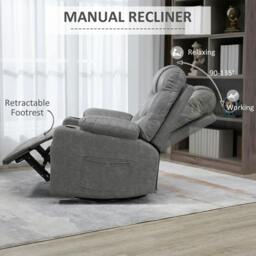 Rackhams Thick Padded Faux Leather Recliner Armchair - Light Grey - thumbnail 4