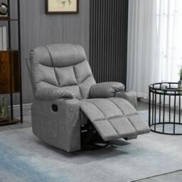 Rackhams Thick Padded Faux Leather Recliner Armchair - Light Grey - thumbnail 2