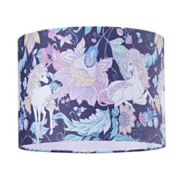 "Rackhams Feminine Purple & Pink Cotton 10"" Shade with Elegant Unicorns and Green Flowers" - thumbnail 1