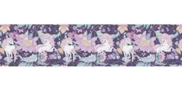"Rackhams Feminine Purple & Pink Cotton 10"" Shade with Elegant Unicorns and Green Flowers" - thumbnail 3