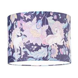 "Rackhams Feminine Purple & Pink Cotton 10"" Shade with Elegant Unicorns and Green Flowers" - thumbnail 2