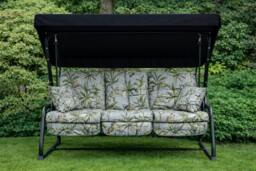 Rackhams REPLACEMENT CUSHION ONLY Vienna Deluxe 3 Seater Garden Hammock (Pattern options available) - Country Teal (Black Frame) - 153cm (H) x 140cm (W) X 121cm (D) - thumbnail 2