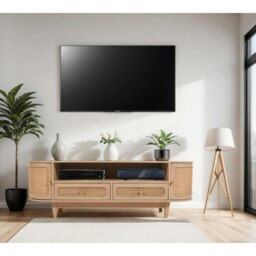 Rackhams Carlester Cane And Wood 2 Drawers TV Cabinet - 152 cm - 50 cm - Wood