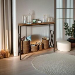 Rackhams Industrial Slim Console Table for Home and Garden