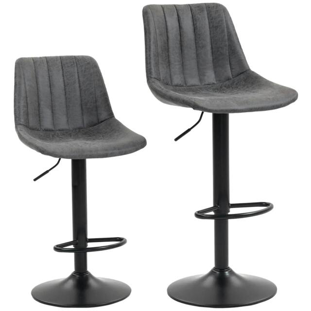 Rackhams Set of 2 Leathaire Tub Bar Stools - Charcoal Grey