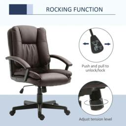 Rackhams Office Chair, Computer Desk Chair, PU Leather Mid Back Executive Chair with Adjustable Height and Swivel Rolling Wheels for Home Study, Brown - thumbnail 5