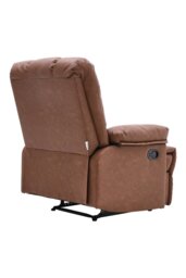 Rackhams Brown Checkered Faux Leather Upholstered Recliner Armchair - Brown - thumbnail 3