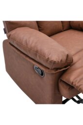 Rackhams Brown Checkered Faux Leather Upholstered Recliner Armchair - Brown - thumbnail 6
