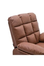 Rackhams Brown Checkered Faux Leather Upholstered Recliner Armchair - Brown - thumbnail 5