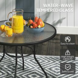 Rackhams Outdoor Round Dining Table Tempered Glass Top w/ Parasol Hole 100cm - thumbnail 4