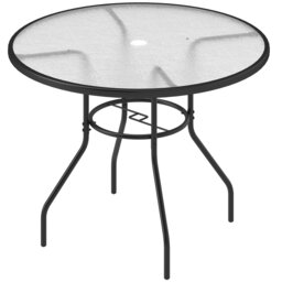 Rackhams Outdoor Round Dining Table Tempered Glass Top w/ Parasol Hole 100cm - thumbnail 2