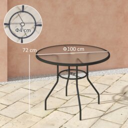 Rackhams Outdoor Round Dining Table Tempered Glass Top w/ Parasol Hole 100cm - thumbnail 5