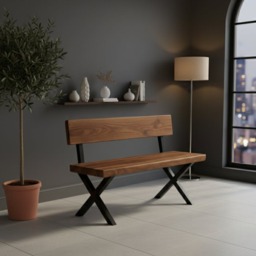 Rackhams Luxury Walnut Bench with Back - 270cm - thumbnail 2