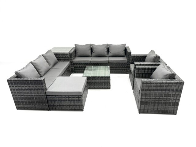 Rackhams Indoor Outdoor Rattn Garden Furniture Sofa Set Table Chair Footstool Dark Grey Mixed - image 1