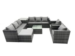 Rackhams Indoor Outdoor Rattn Garden Furniture Sofa Set Table Chair Footstool Dark Grey Mixed - thumbnail 1
