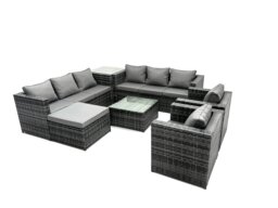 Rackhams Indoor Outdoor Rattn Garden Furniture Sofa Set Table Chair Footstool Dark Grey Mixed - thumbnail 2