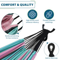 Rackhams Double Cotton Hammock with Stand (250cm) - Watermelon - thumbnail 4