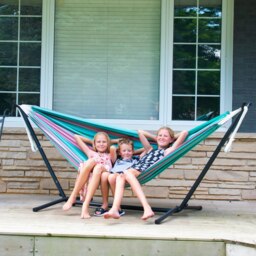 Rackhams Double Cotton Hammock with Stand (250cm) - Watermelon - thumbnail 3