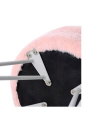 Rackhams Soft Fluffy Pink Low Chair Dressing Footstool with Metal Leg - Pink - thumbnail 4