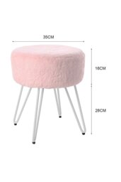 Rackhams Soft Fluffy Pink Low Chair Dressing Footstool with Metal Leg - Pink - thumbnail 6