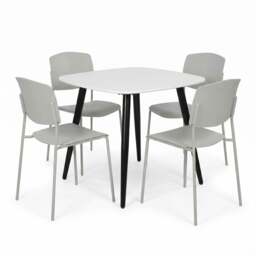 Rackhams Aspen Dining Set - White Square Table & 4 Academy Dining Chairs - Grey - thumbnail 1