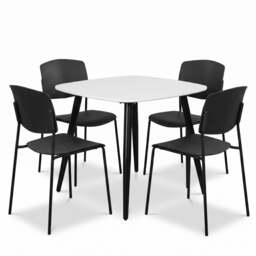 Rackhams Aspen Dining Set - White Square Table & 4 Academy Dining Chairs - Grey - thumbnail 2