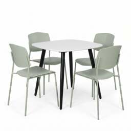 Rackhams Aspen Dining Set - White Square Table & 4 Academy Dining Chairs - Grey - thumbnail 3