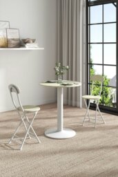 Rackhams 3pcs Round Table and 2 Chairs Set Indoor Outdoor Bistro Kitchen Dining Set Furniture - White - thumbnail 4