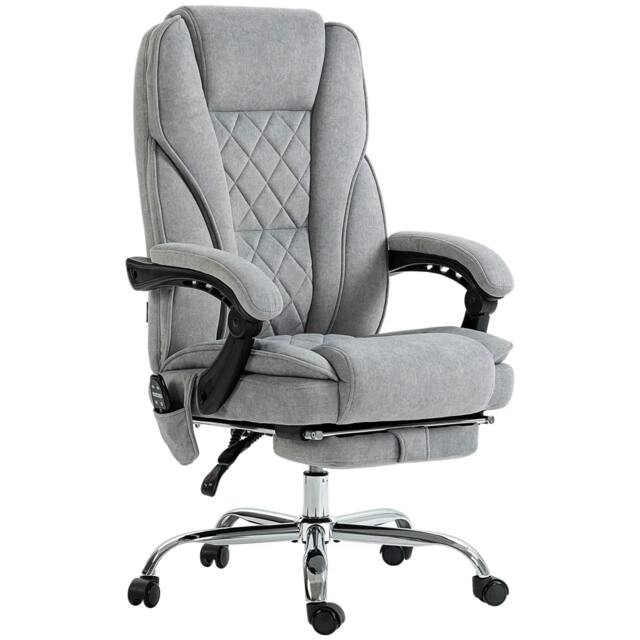 Rackhams Massage Office Chair, Heated Reclining Computer Chair with Adjustable Height and Footrest, Grey