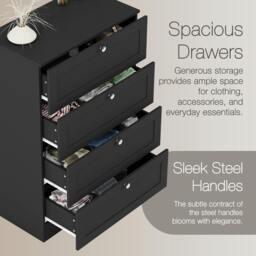 Rackhams Altino 4 Drawer Chest, Black - White - thumbnail 6