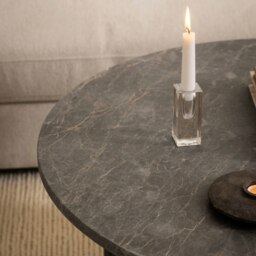 Rackhams Vega Round Coffee Table with Marron Marble Top 90cm - 1 - Marron Marble - Grey - thumbnail 5
