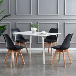 Rackhams Set of 4 Dining Chairs with Solid Wooden Legs and Seat Cushion Pads Eva - Grey - thumbnail 6