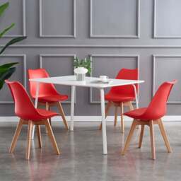 Rackhams Set of 4 Dining Chairs with Solid Wooden Legs and Seat Cushion Pads Eva - Grey - thumbnail 5