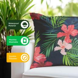 Rackhams Pair of Outdoor Scatter Cushions – Tropical Leaf Design - thumbnail 5