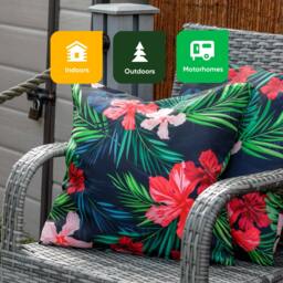 Rackhams Pair of Outdoor Scatter Cushions – Tropical Leaf Design - thumbnail 6