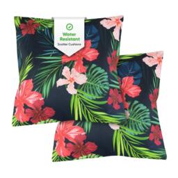 Rackhams Pair of Outdoor Scatter Cushions – Tropical Leaf Design - thumbnail 1