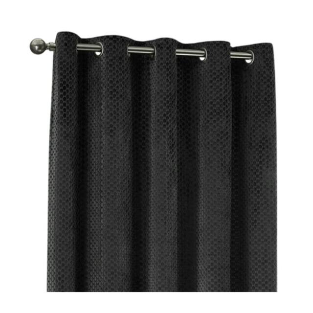 Rackhams Neptune Velvet Eyelet Curtains - Charcoal - 229m x 229cm - Charcoal - 100% Polyester - image 1