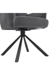 Rackhams Modern Upholstered Swivel Armchair with Black Legs - Grey - thumbnail 6