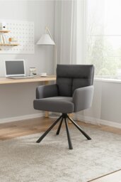 Rackhams Modern Upholstered Swivel Armchair with Black Legs - Grey - thumbnail 1