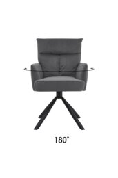 Rackhams Modern Upholstered Swivel Armchair with Black Legs - Grey - thumbnail 2