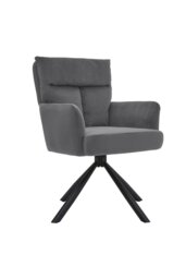 Rackhams Modern Upholstered Swivel Armchair with Black Legs - Grey - thumbnail 4